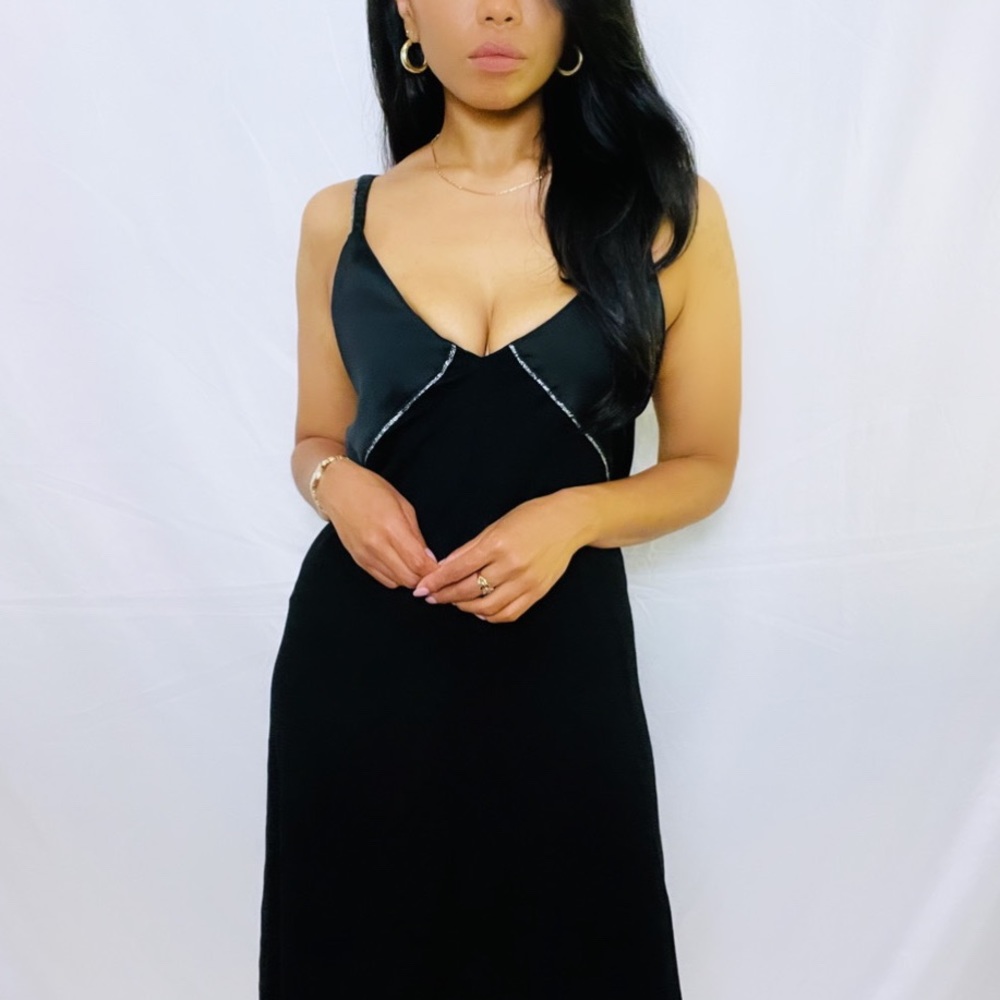Zara | Black and Silver Contrast Stitch Maxi Dress
